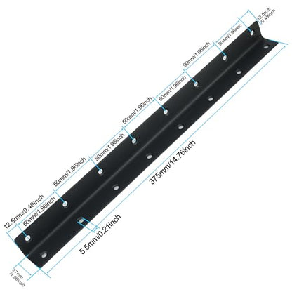 L Bracket, Heavy Duty Corner Brace, 10 Pack 14.8" Metal Shelf Bracket Angle Bracket for Shelves, Black Metal Braces for Wood, 375mm Overall Length - size: 14.8 Inch
