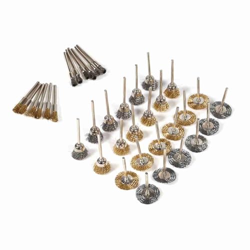 36Pcs Wire Brush Set, Brass and Steel Material for Rust Removal and Polishing, with 18 Copper and 18 Steel Wire Brushes for Wood and Metal
