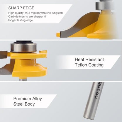 3PCS 1/4" Shank Router Bit Set,Raised Panel Cabinet Door Making Router Bits - style: 3Pcs 1/4" Shank (Tenon Joint Cutter Diameter: 1-3/4")