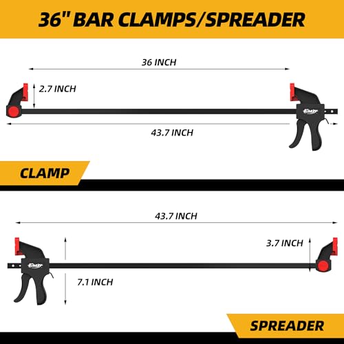 36" Bar Clamps, 2-Pack One-Handed Clamp/Spreader, 170lbs Load Limit