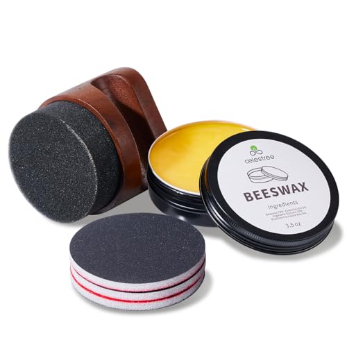 Cutting Board Oil Applicator Set, Great for Butcher Blocks Counter Tops and Wooden Utensils Wax, Wood Handle Includes Finishing Wax, Applicator Sponge and Buffing Pad (Brwon Set 1) - color: Brwon Set 1