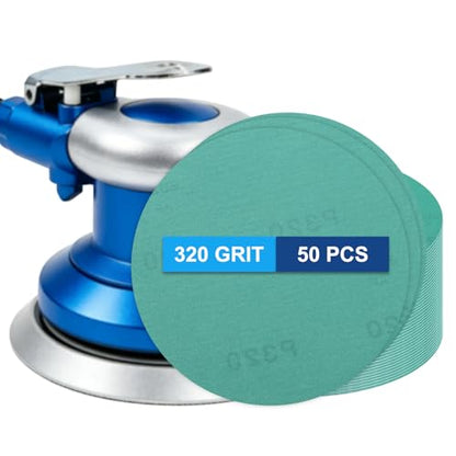 50Pcs 6" PSA Sanding Discs 320 Grit Polyester Film Green - size: 6 Inch-320 Grit