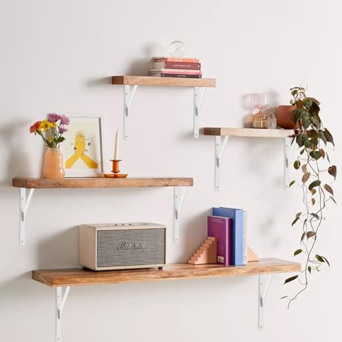 2 Pack L18 x H 12" White Heavy Duty Shelf Brackets with Screws Metal Shelf Brackets Shelf Support Angle Brackets for Shelves L Brackets Heavy Duty Floating Shelf - size: 18''x12'', style: 2 Pack-White