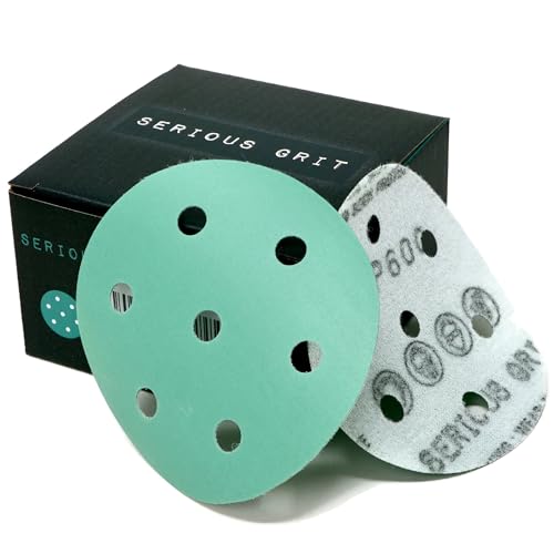 Serious Grit - 3.5" (90mm) 7-Hole P600 Grit Sanding Discs - 50 Pack Box - size: 600 Grit
