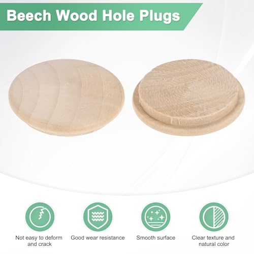 M METERXITY 50-Pack Wood Plugs for Screw Holes, 35 x 30mm Beech Button Wood Top Plugs for Furniture/Stair/Chair/Craft, Flat Head Decorative Wooden Cover - size: 35x30mm