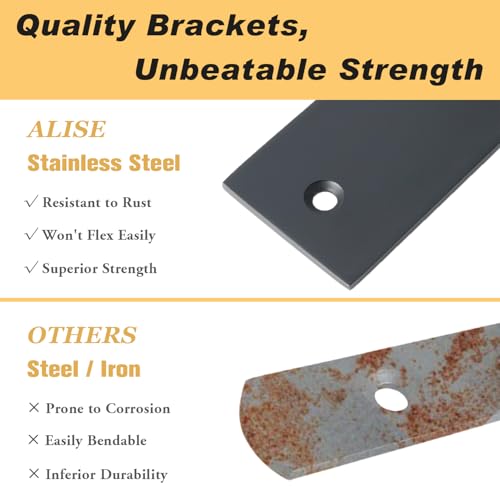 Alise 4Pcs Black Heavy-Duty L-Shaped Floating Shelf Wall Brackets - color: Black, size: (4P) 5x3.4x1.8 inch