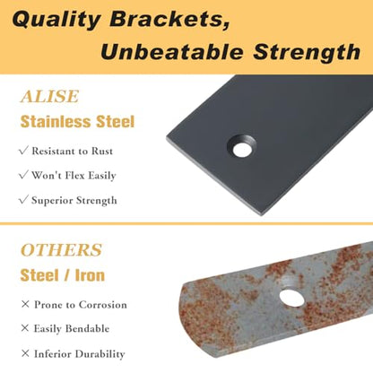 Alise 4Pcs Black Heavy-Duty L-Shaped Floating Shelf Wall Brackets - color: Black, size: (4P) 9x5x1.8 inch