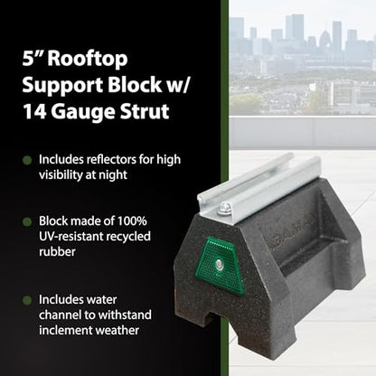 Newhouse Electric RTS14-5 Rooftop Support Block with Galvanized Steel Strut | Sleeper Curb Replacement, Black - size: 5 inches