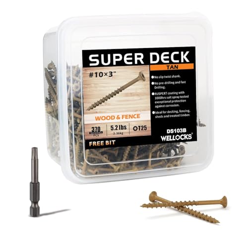 WELLOCKS #10 x 3 in Tan Deck Screws, 5.2 lbs with T25 Bit - size: #10×3", style: 5.2LBS Tan