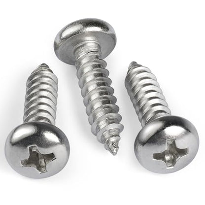 #6 x 5/8 Inch Pan Head Wood Screws, Phillips Drive, Stainless Steel 304 (18-8), Self Tapping for Wood, Sheet Metal Screws, 100 Pack - color: Silver, size: #6 x 5/8"