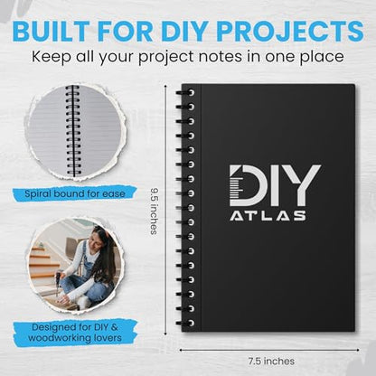 All-in-One DIY Project Notebook - Conversion Charts, Miter Angles, Bolt Sizes and Workshop Reference Guide - 120 Pages and 18 Laminated Reference Pages - Woodworking Planner