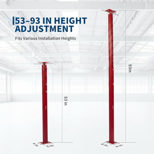 OUTLANE House Floor Jacks, 2 Pack 53"-93" Adjustable Jack Post 18000 LBS - color: Red, size: 53"-93"