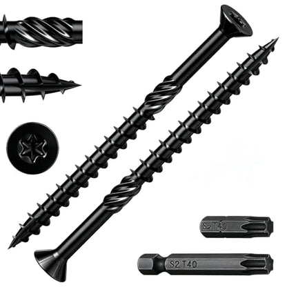 Wensilon 5/16 * 5" Black Deck Screws, (31pcs) 2 lbs.Exterior Wood Screws, Rust Resistant Epoxy Coated, Bronze, Star Bit - color: Black, size: 5/16*5"