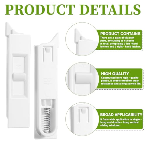 6 PCS Window Latch Replacement, White Window Tilt Latch Vinyl Spring Sliding Windows Latch Lock Snap in Windows Locks for Home Window Accessories Parts