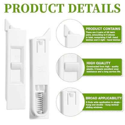 6 PCS Window Latch Replacement, White Window Tilt Latch Vinyl Spring Sliding Windows Latch Lock Snap in Windows Locks for Home Window Accessories Parts