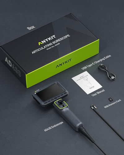 Anykit 210° Two-Way Articulating Borescope, 0.22in Slim Probe Endoscope