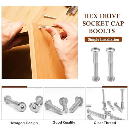 10 Pair(20 Piece) M6x45mm Hex Drive Socket Cap Bolt, Silver - color: Silver, size: M6x45mm