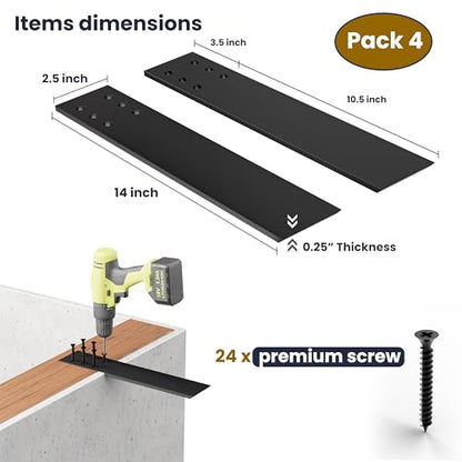 BATODA 14" Countertop Support Brackets (4PCS), Steel Knee Wall Support - size: 14 Inch
