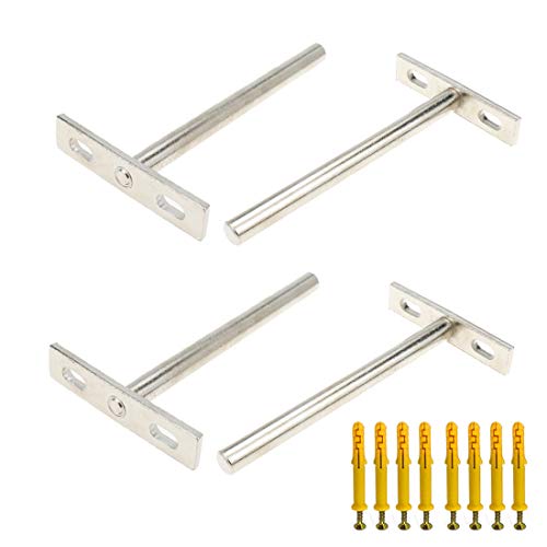 Floating Shelf Brackets 5" Length Heavy Duty Blind Shelf Supports - 4pcs - color: Silver, size: 5 Inch