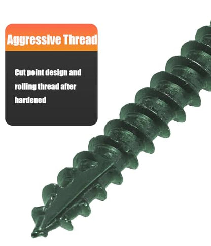Structural Lag Screws 6 Inch, 50-Pack #14 X 6 Heavy Duty Green Timber Screws, Rust Resistant, Hex Head Outdoor Log/Landscaping Wood Screw, Drive Bit Included - color: Green, size: #14×6"