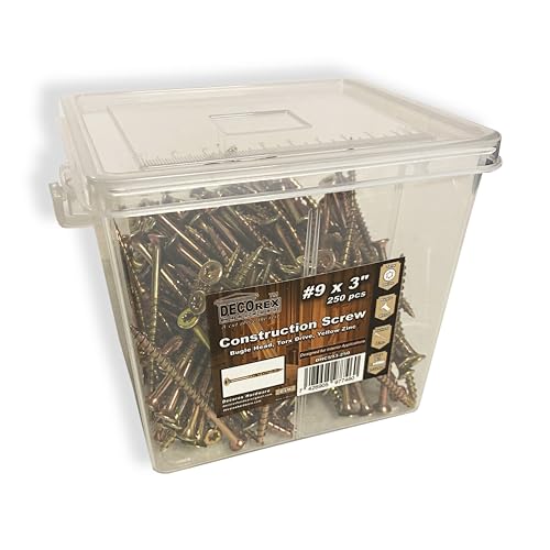 #9 x 3 Wood Construction Screws – Zinc Yellow Coated, Self-Drilling Point, Bugle Head, Torx Drive – Heavy-Duty Framing & Carpentry Screws – 250 Count - size: #9 x 3" (250 pcs)