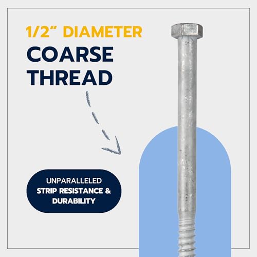 1/2 x 12 (25 Pack) Lag Screw Kit, 25 Screws and 25 washers, Hot Dip Galvanized, Meets ASME B18.2.1 Industrial/Commercial Grade by Makers Bolt - size: 1/2 x 12