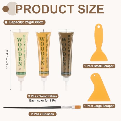 uxcell Wood Repair Kit 3 Color 0.88oz Wood Fillers Furniture Repair Kit - color: Brown, Maple, Light Walnut