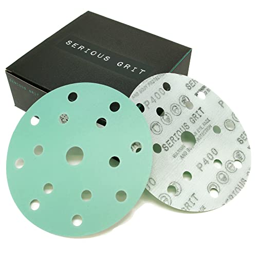 Serious Grit - 6-Inch 15-Hole P400 Grit Sanding Discs - 50 Pack Box - size: 400 Grit