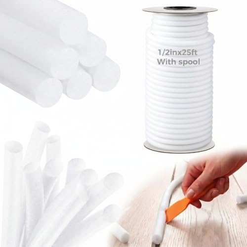 MotiMind Foam Backer Rod for Gap, 1/2 Inch X 25 ft, White, 1 Roll - color: White, size: 1/2 Inch X 25 ft