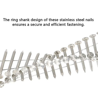 GXYWADY 3600Pcs 1-1/4 x 0.09 Inch Coil Roofing Ring Shank Siding Nails 15 Degree Coiled Nails, 304 Stainless Steel Wall Nails, Small Cap Coil Nails - size: 1-1/4x0.09