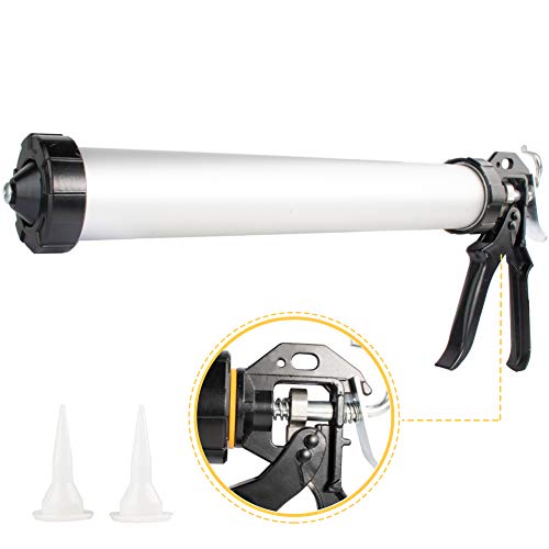 Sealant Sausage Caulking Gun with Aluminum Cartridge 600ml/20oz - 12:1 Thrust Ratio (Silver) - color: Silver