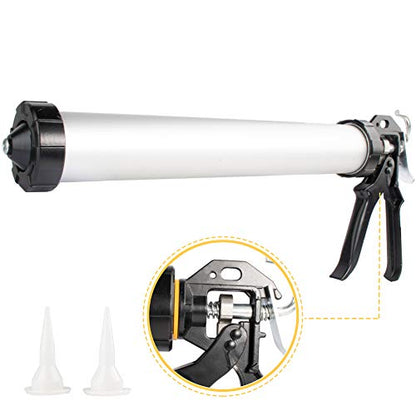 Sealant Sausage Caulking Gun with Aluminum Cartridge 600ml/20oz - 12:1 Thrust Ratio (Silver) - color: Silver