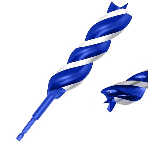 1-1/2 Inch Auger Drill Bit for Wood, 9" Long Carbon Steel Quick Change Hex Shank Wood Drill Bit for Hardwood, Softwood and Plastic (Blue) - size: 1-1/2" x 9"