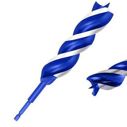 1-1/2 Inch Auger Drill Bit for Wood, 9" Long Carbon Steel Quick Change Hex Shank Wood Drill Bit for Hardwood, Softwood and Plastic (Blue) - size: 1-1/2" x 9"