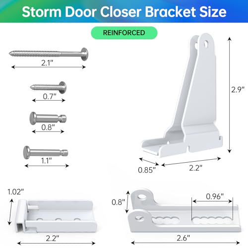 Yuleimy Reinforced Storm Door Closer Bracket Replacement Kit, White - size: White