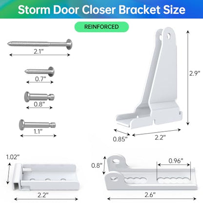 Yuleimy Reinforced Storm Door Closer Bracket Replacement Kit, White - size: White