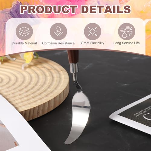 MECCANIXITY #10 Palette Knives 21mm Width Stainless Steel Spatula Painting Pallet Knife with Wood Handle for Oil Painting Acrylic Canvas Mixing Spreading - style: #10 + 21mm