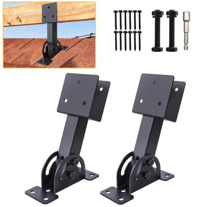 2 Pcs Pergola Roof Riser Bracket Kit Heavy Duty Adjustable for 2x4/2x6 Wood - size: 2x4-2