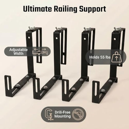 Window Box Brackets Adjustable for Deck Railing