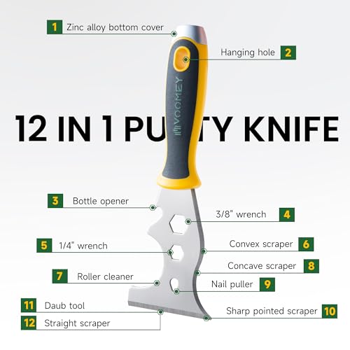 Voomey 12-In-1 Putty Knife,Multifunctional Paint Scraper Tool