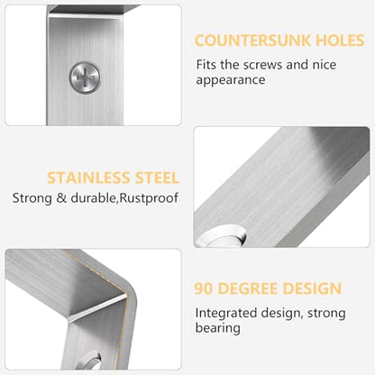 LSK 6PCS L Bracket, L 4"×H 2" Shelf Support Bracket, Max Load :42lb, Silver - color: Silver, size: 4x2 inch (light duty)