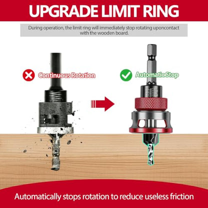 Countersink Drill Bit Set with Adjustable Depth Stop, 5PCS TCT Cutters - color: Red-9PCS