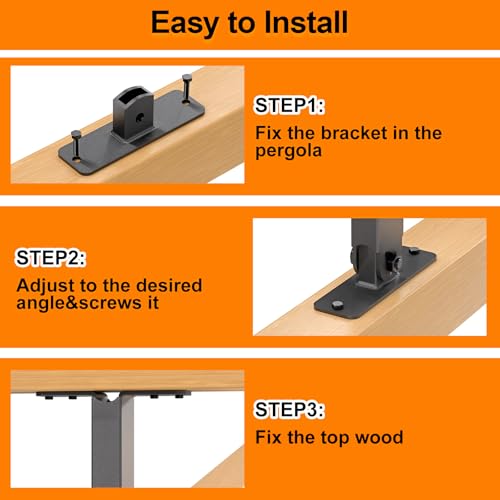 Heavy Duty Roof Riser Brackets Kit, 3 PCS Adjustable Angle Pergola Brackets - color: B, size: 3pcs
