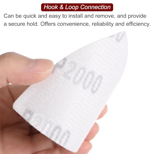 HARFINGTON 100pcs Triangular Hook & Loop Sandpapers 2000 Grits 3-1/8" Aluminum Oxide Sanding Pads Random Orbital Mouse Detail Sander Papers Oscillating Multi Tool Sheets - size: 2000 Grits