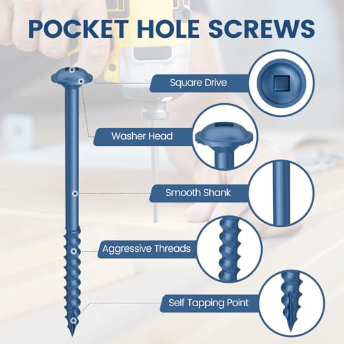 Kryonix Pocket Hole Screws #8 x 2-1/2 Inch, 300PCS Exterior Pocket Screws - size: #8 x 2-1/2"