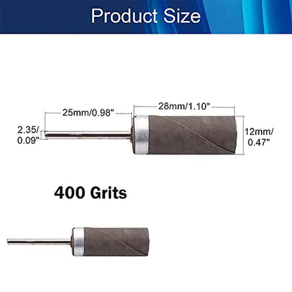Utoolmart Sandpaper Sticks Cylinder Abrasive Polishing Grinding Mounted Point 400 Grits 2 Pcs - size: 400