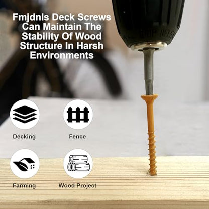 Deck Screws 2 Inch, Wood Screws #8×2", 300 Pcs, Tan - size: #8×2"