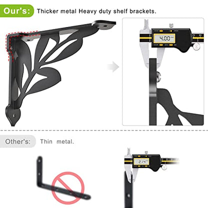 SELEWARE 4 Pack 8" Heavy Duty Shelf Brackets, Branch Decorative L Brackets - size: 8 Inch, style: Branch-4 pack
