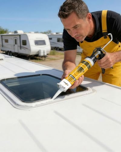 RV Roof Sealant, 2 Pack, Self Leveling Lap Sealant for RV, White