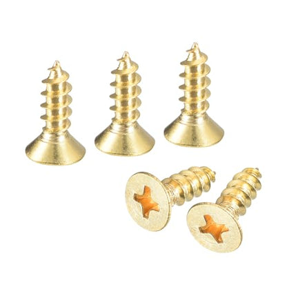 uxcell 20Pcs Brass Wood Screws, M4 x 12mm Phillips Flat Head Self Tapping Screw Woodworking Screw for Door Hinges, Wooden Furniture, Home Appliances - size: M4 x 12mm